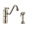 Whitehaus Sgl Lever Faucet W/ Traditional Swivel Spout And Brass Side Spray, Nckl WHKTSL3-2200-NT-PN